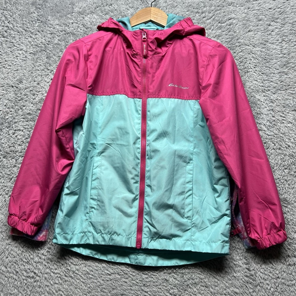 Eddie Bauer Girls 3 in 1 Winter Coat Pink Blue M 10/12 Lone‎ Peak Fleece Lined